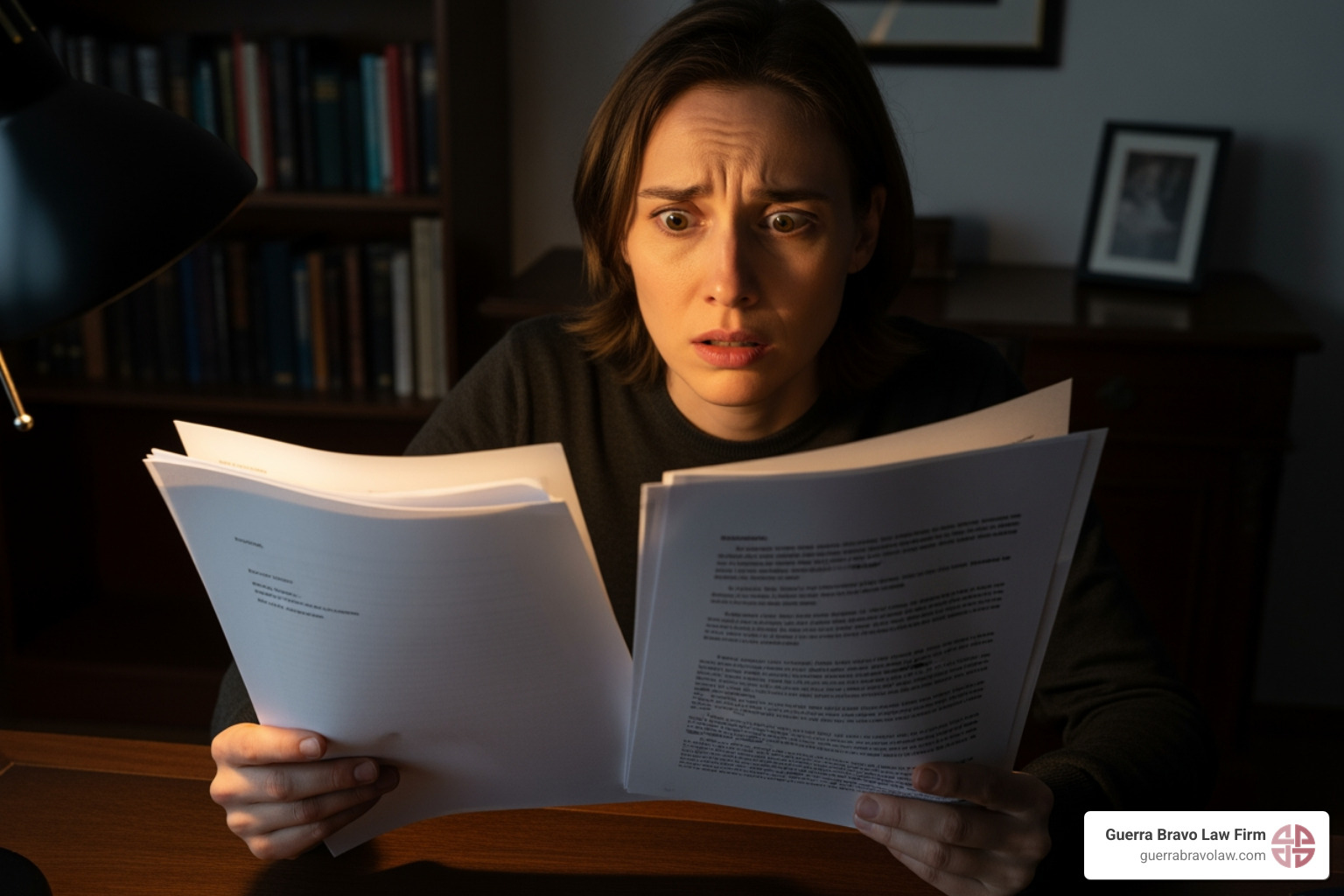 Person looking concerned at a legal document - Family based petition