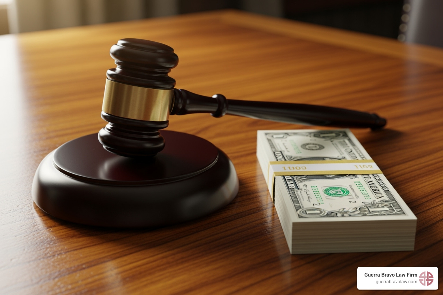 gavel next to a stack of money - immigration law compliance gavel next to a stack of money - immigration law compliance